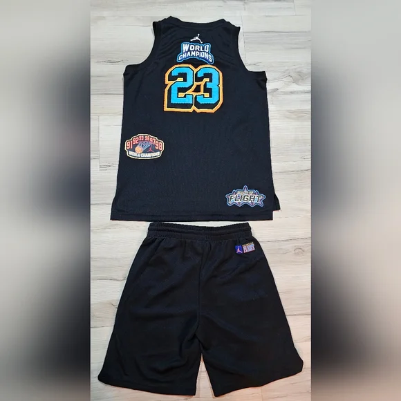Air Jordan Matching Jersey and Shorts, Jersey is YXL and Shorts are YL